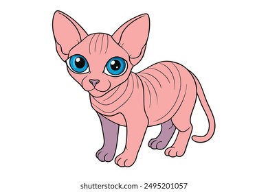 Adorable Cat Vector Illustration Cartoon, Clip art, Line Art Design