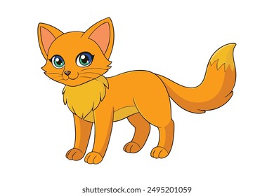 Adorable Cat Vector Illustration Cartoon, Clip art, Line Art Design