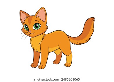 Adorable Cat Vector Illustration Cartoon, Clip art, Line Art Design