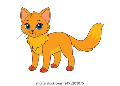 Adorable Cat Vector Illustration Cartoon, Clip art, Line Art Design