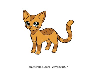 Adorable Cat Vector Illustration Cartoon, Clip art, Line Art Design