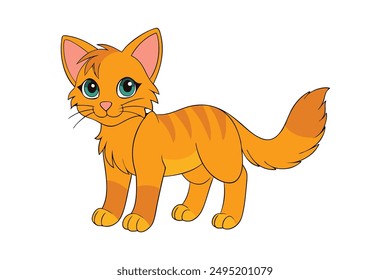 Adorable Cat Vector Illustration Cartoon, Clip art, Line Art Design