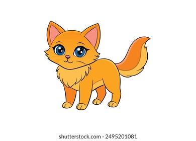 Adorable Cat Vector Illustration Cartoon, Clip art, Line Art Design