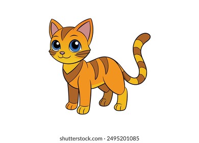 Adorable Cat Vector Illustration Cartoon, Clip art, Line Art Design