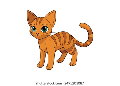 Adorable Cat Vector Illustration Cartoon, Clip art, Line Art Design