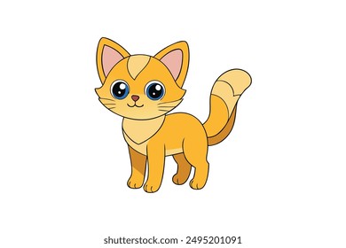 Adorable Cat Vector Illustration Cartoon, Clip art, Line Art Design