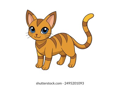 Adorable Cat Vector Illustration Cartoon, Clip art, Line Art Design