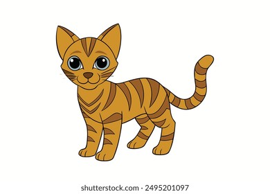 Adorable Cat Vector Illustration Cartoon, Clip art, Line Art Design