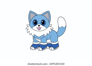 Adorable Cat Vector Illustration Cartoon, Clip art, Line Art Design