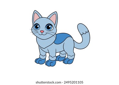 Adorable Cat Vector Illustration Cartoon, Clip art, Line Art Design