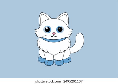 Adorable Cat Vector Illustration Cartoon, Clip art, Line Art Design