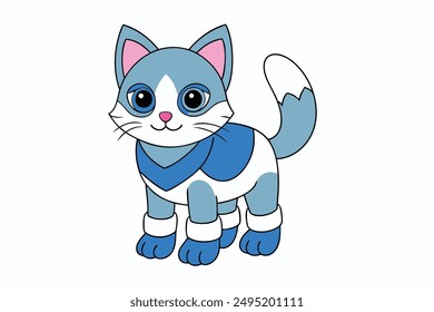 Adorable Cat Vector Illustration Cartoon, Clip art, Line Art Design