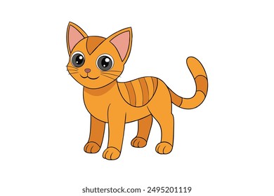 Adorable Cat Vector Illustration Cartoon, Clip art, Line Art Design