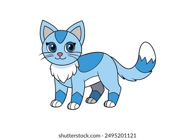 Adorable Cat Vector Illustration Cartoon, Clip art, Line Art Design