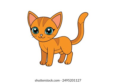 Adorable Cat Vector Illustration Cartoon, Clip art, Line Art Design