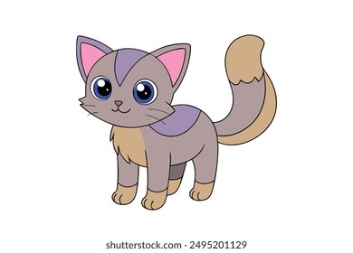 Adorable Cat Vector Illustration Cartoon, Clip art, Line Art Design