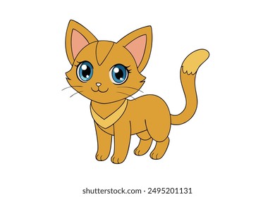 Adorable Cat Vector Illustration Cartoon, Clip art, Line Art Design