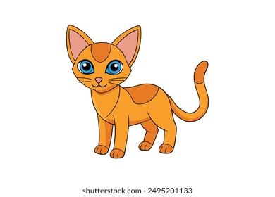 Adorable Cat Vector Illustration Cartoon, Clip art, Line Art Design