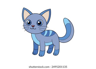 Adorable Cat Vector Illustration Cartoon, Clip art, Line Art Design