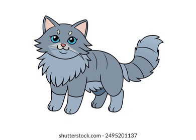 Adorable Cat Vector Illustration Cartoon, Clip art, Line Art Design