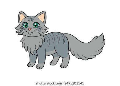 Adorable Cat Vector Illustration Cartoon, Clip art, Line Art Design