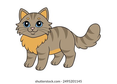 Adorable Cat Vector Illustration Cartoon, Clip art, Line Art Design