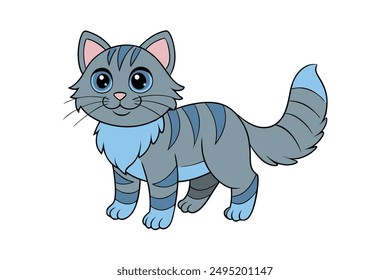 Adorable Cat Vector Illustration Cartoon, Clip art, Line Art Design