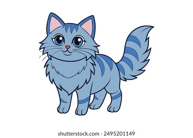 Adorable Cat Vector Illustration Cartoon, Clip art, Line Art Design