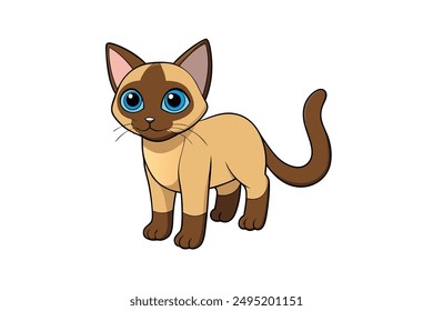 Adorable Cat Vector Illustration Cartoon, Clip art, Line Art Design