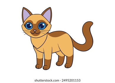 Adorable Cat Vector Illustration Cartoon, Clip art, Line Art Design