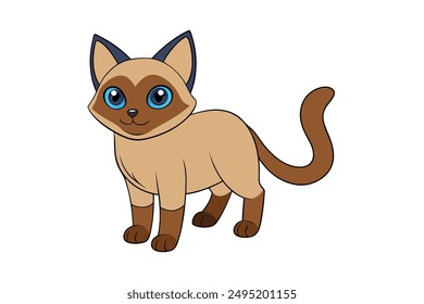 Adorable Cat Vector Illustration Cartoon, Clip art, Line Art Design