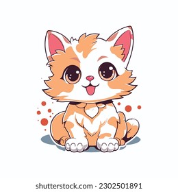 adorable cat vector sticker with a white backdrop