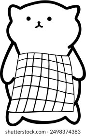 Adorable Cat Wearing Apron Line Art Vector | Cute Minimalist Design