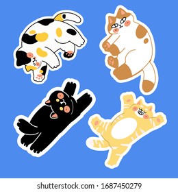 Adorable Cats Pose A Gesture Vector Doodle. Best for Sticker, Decoration, Print