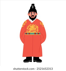 Adorable character King Sejong Vector Art with Regal Charm