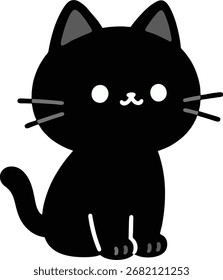 Adorable and charming black cat vector illustration