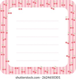 Adorable cherry gingham design with memo, note, and copy space elements. Perfect for stationery, journals, and scrapbooking.