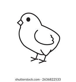 Adorable Chick Bird Outline for Coloring or Kid. Cute Chick Isolated On White Background. Vector Illustration.