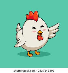 Adorable Chicken Cartoon with Shy Expression	
