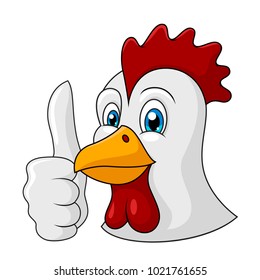Adorable Chicken Cartoon thumb up. Vector Illustration