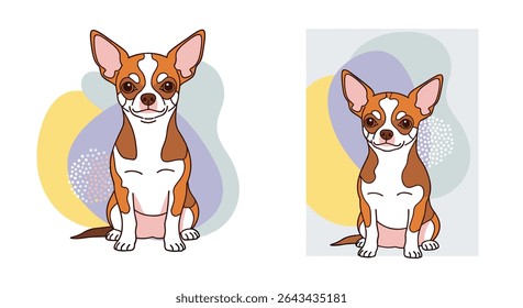 An Adorable Chihuahua Posing Happily With Colorful Spots in the Background Art Picture