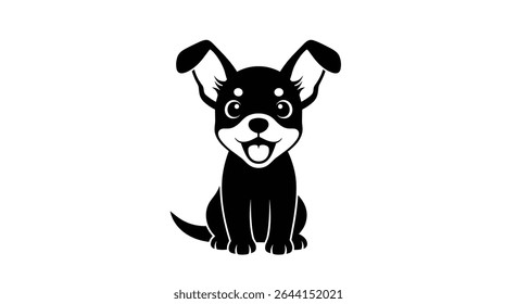 Adorable Chihuahua Puppy Illustration An Animated Rendering Expressing Joy and Happiness In Simple Design