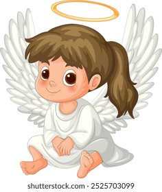 Adorable niño ángel con alas y halo