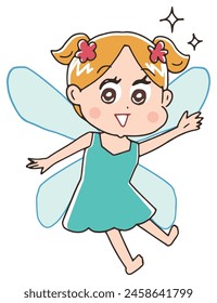 Adorable child fairy in a dress.