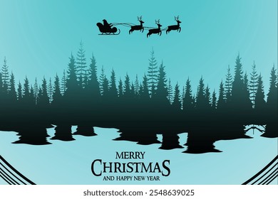  Adorable Christmas card featuring a charming winter landscape with Santa Claus, perfect for spreading holiday cheer.