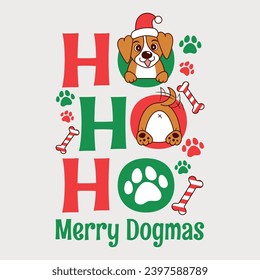 adorable christmas dog design with Santa Claus laugh and butt showing