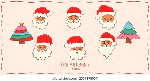 Adorable Christmas elements, in a fun and playful style. Perfect for children’s books, holiday cards, or social media posts.