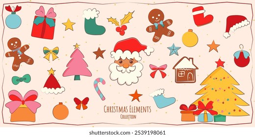 Adorable Christmas elements, in a fun and playful style. Perfect for children’s books, holiday cards, or social media posts.