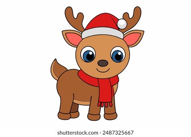 Adorable Christmas Owl Cartoon | Cute Animal in Santa Hat | Merry Christmas and Happy New Year Vector