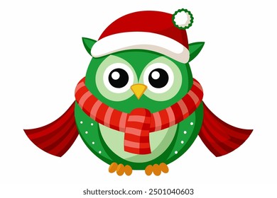 Adorable Christmas Owl Vector Graphics for Holiday Design Projects Ideal for Logos, Illustrations, Gift Tags, and Unique Seasonal Branding to Add a Touch of Festive Cheer to Your Work